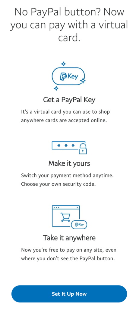 paypal key card